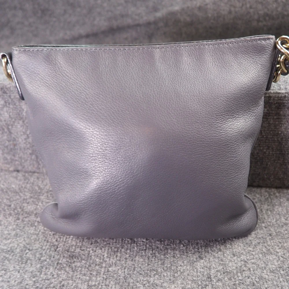 Kate Spade Cobble Hill Ellen Crossbody Bag Gray Pebbled Leather Chain